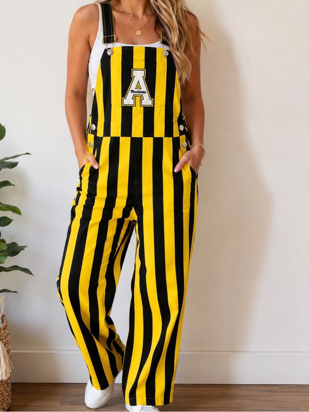 Vive La Fete Appalachian State Mountaineers Game Day Overalls Yellow Black XS NW
